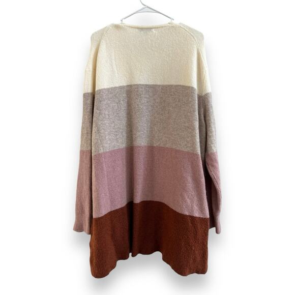 Madewell Wool Alpaca Color Block Duster Cardigan Mauve Ivory Brown Cozy size XL - Picture 6 of 10
